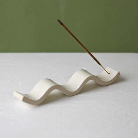 Wave Incense Holder Sample - Glossy White